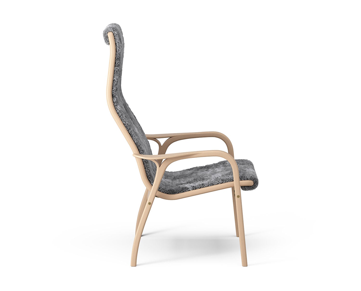 Lamino Fåtölj i lackad bok klädd i fårskinnet Scandinavian Grey