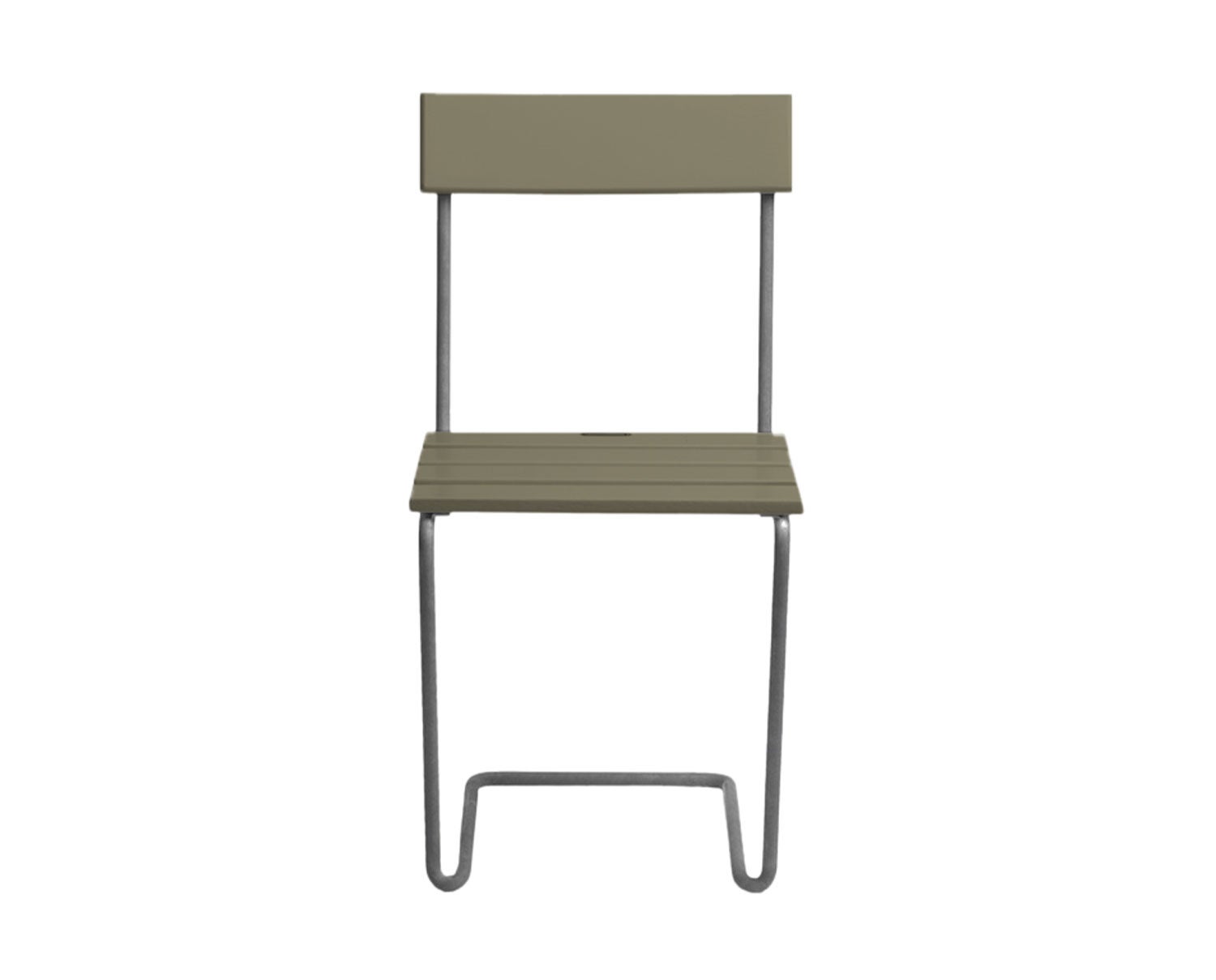 Stol 1 i ljusgrön lackad ek med varmförzinkat stativ