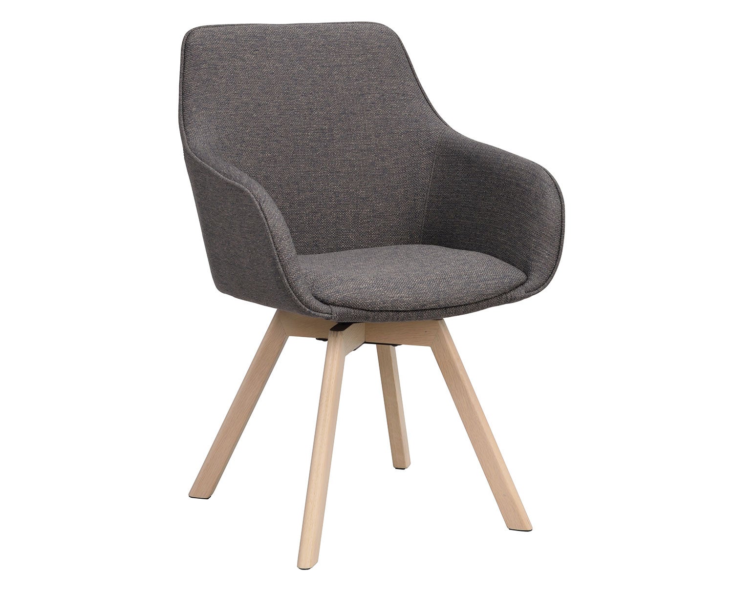 Alison karmstol i mörkgrått tyg, vitpigmenterade ekben