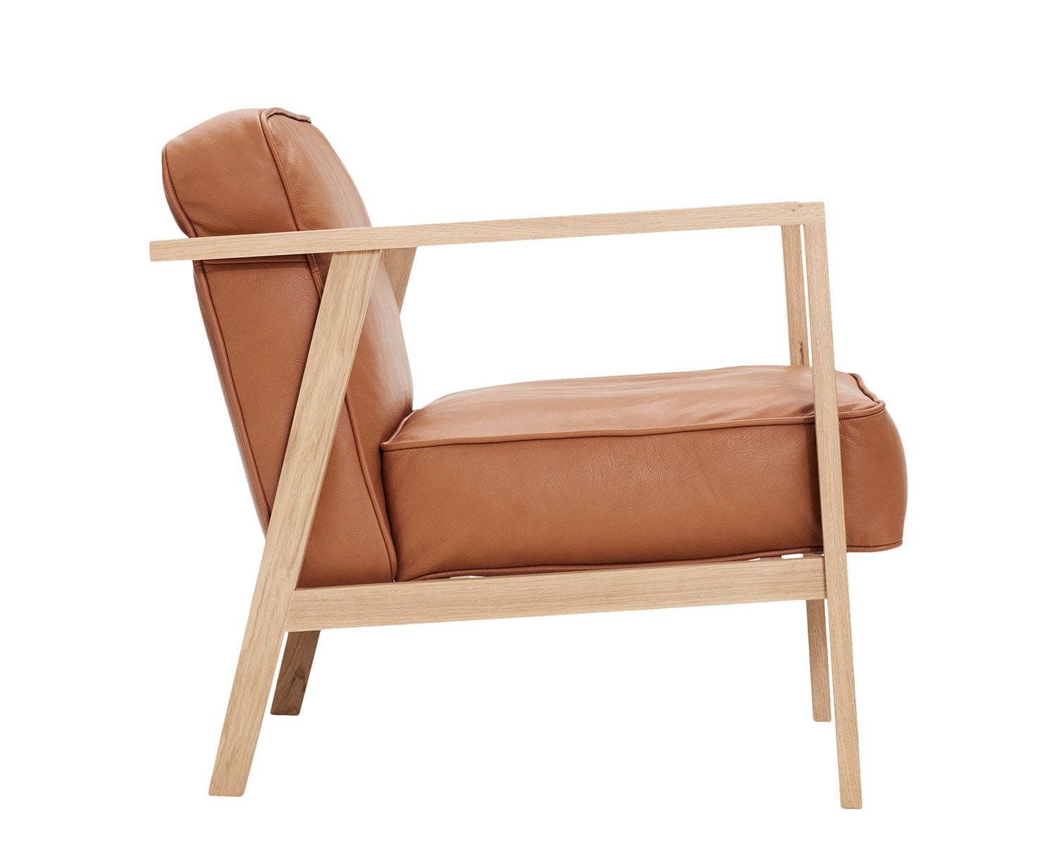 LC1 Loungefåtölj vitpigmenterad ek och sits i cognac läder från Andersen Furniture
