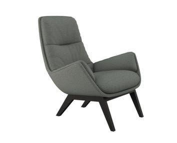 Moro Fåtölj i tyget Copparo Slate Grey med ben i svart ek