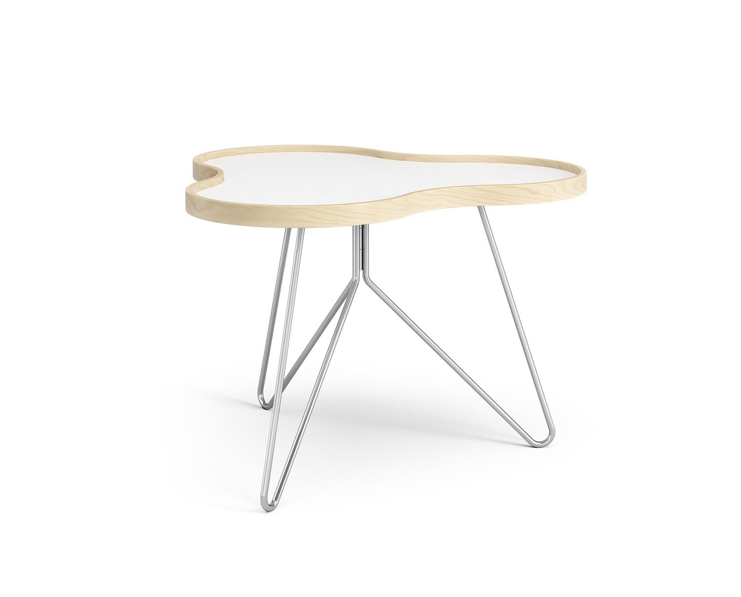 Flower-Table-66x62-White-Laminate-Birch-Chrome-Metal-H45