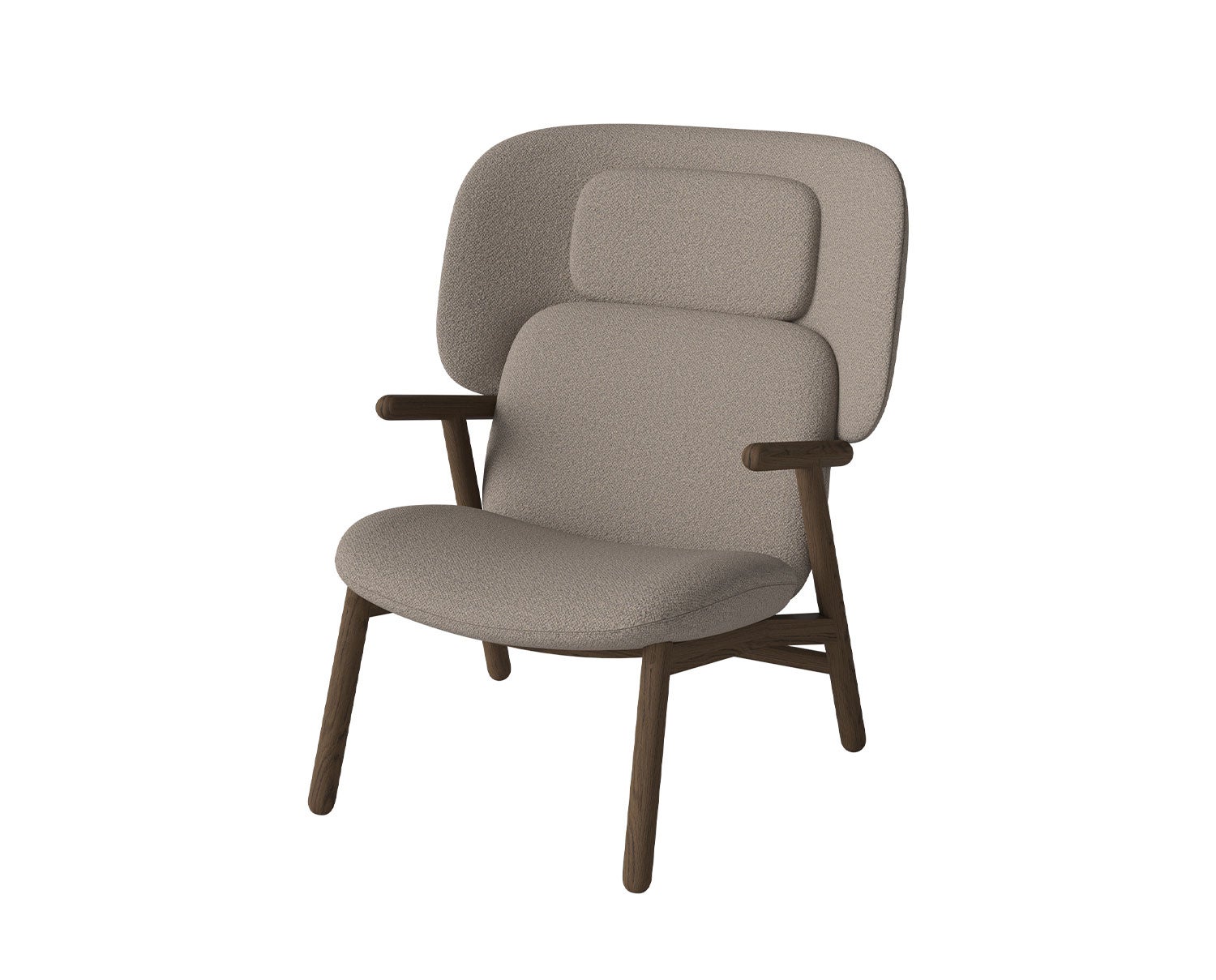 Bolia-Cosh-Arm-Chair-High-Back-Adria-Dark-Beige-Dark-Oiled-Oak