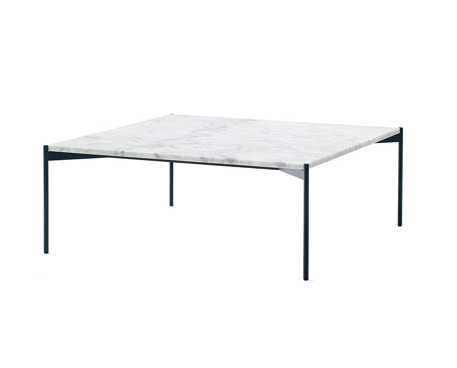 Soffbordet Plateau, med marmorskiva i White Carrara. Bilden visar storleken 90x90 centimeter. 