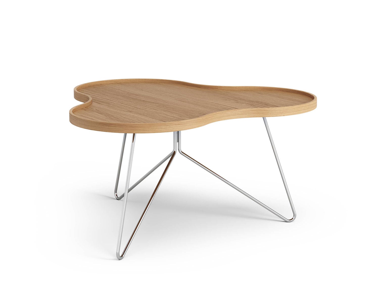 Flower-Mono-Table-90x84-Oiled-Oak-Chrome-Metal-H45