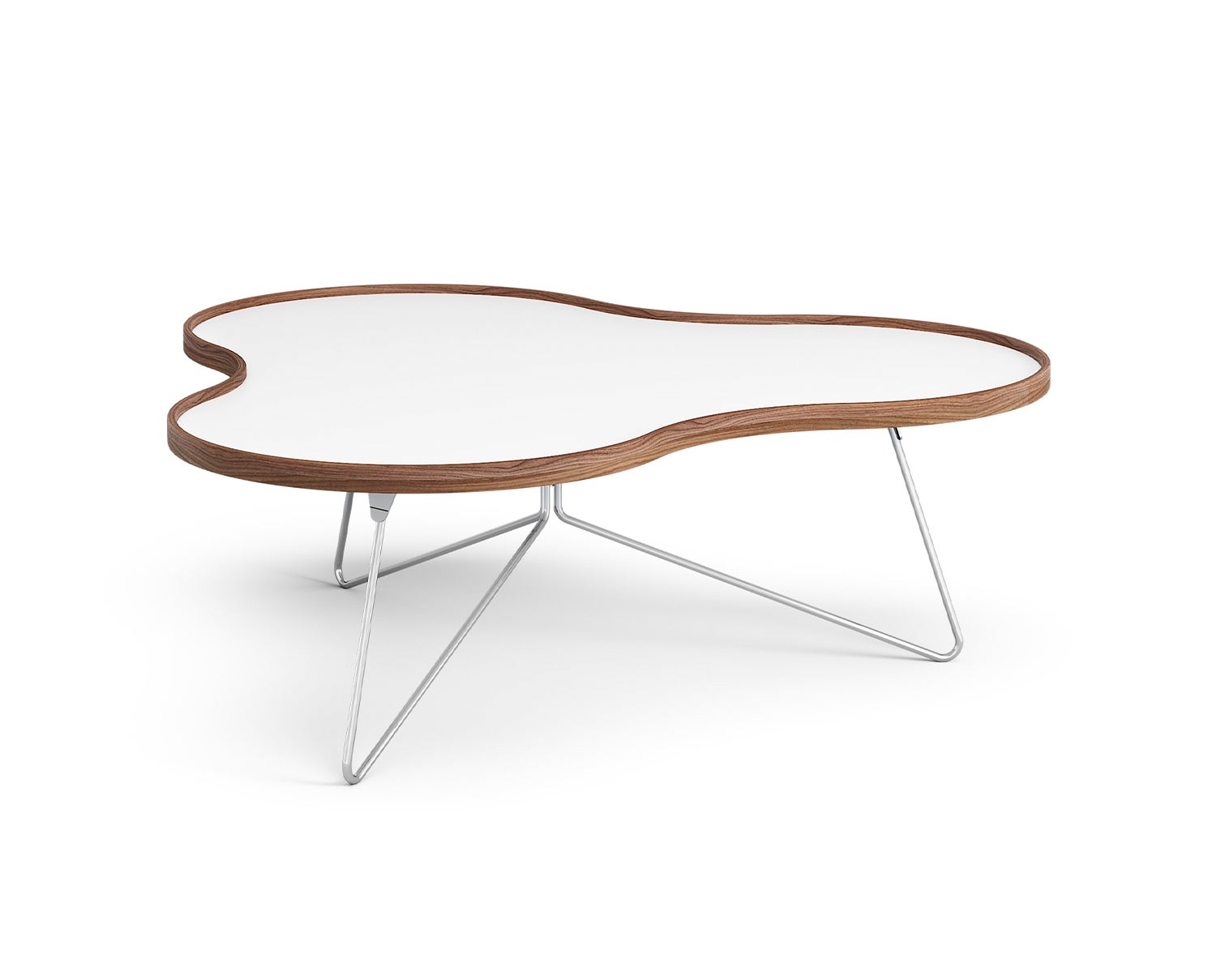 Flower-Table-114x107-White-Laminate-Walnut-Chrome-Metal-H39