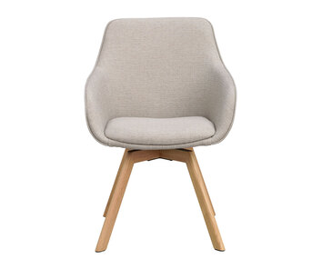 Alison karmstol i beige tyg, ekben