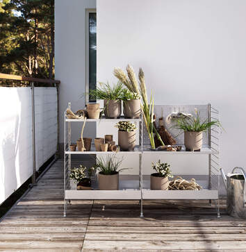 String utomhus Galvaniserat. String hyllan på balkongen