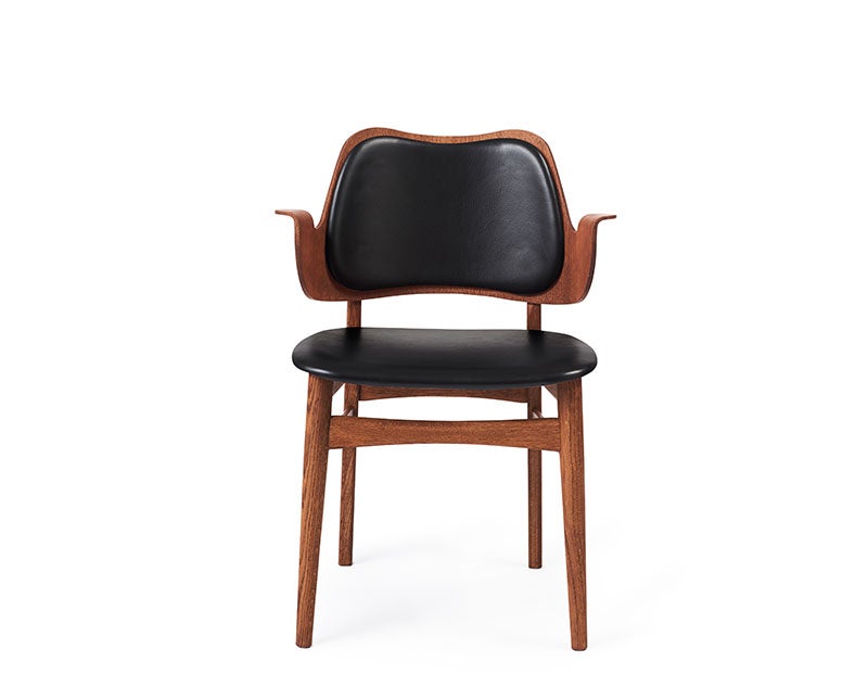 Gesture Stol Teakoljad med svart läder