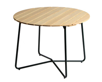 Bord 9A Ø100 i oljad furu med grönt stativ