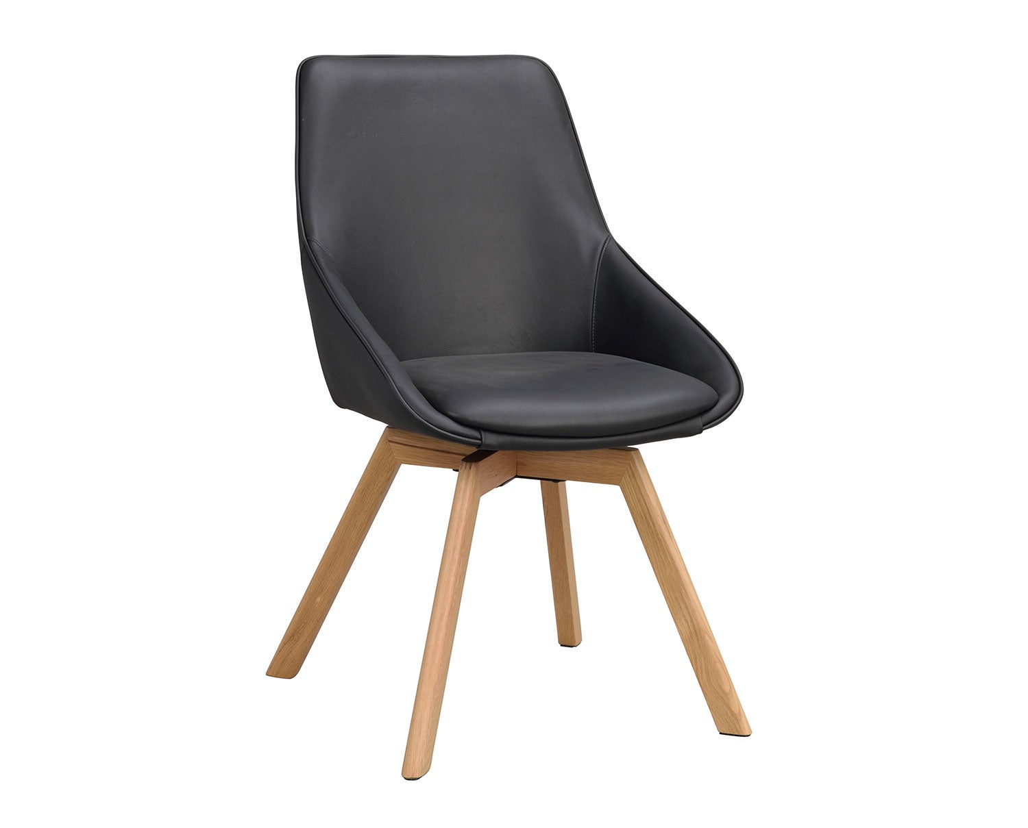 Alison stol i svart läder, ekben