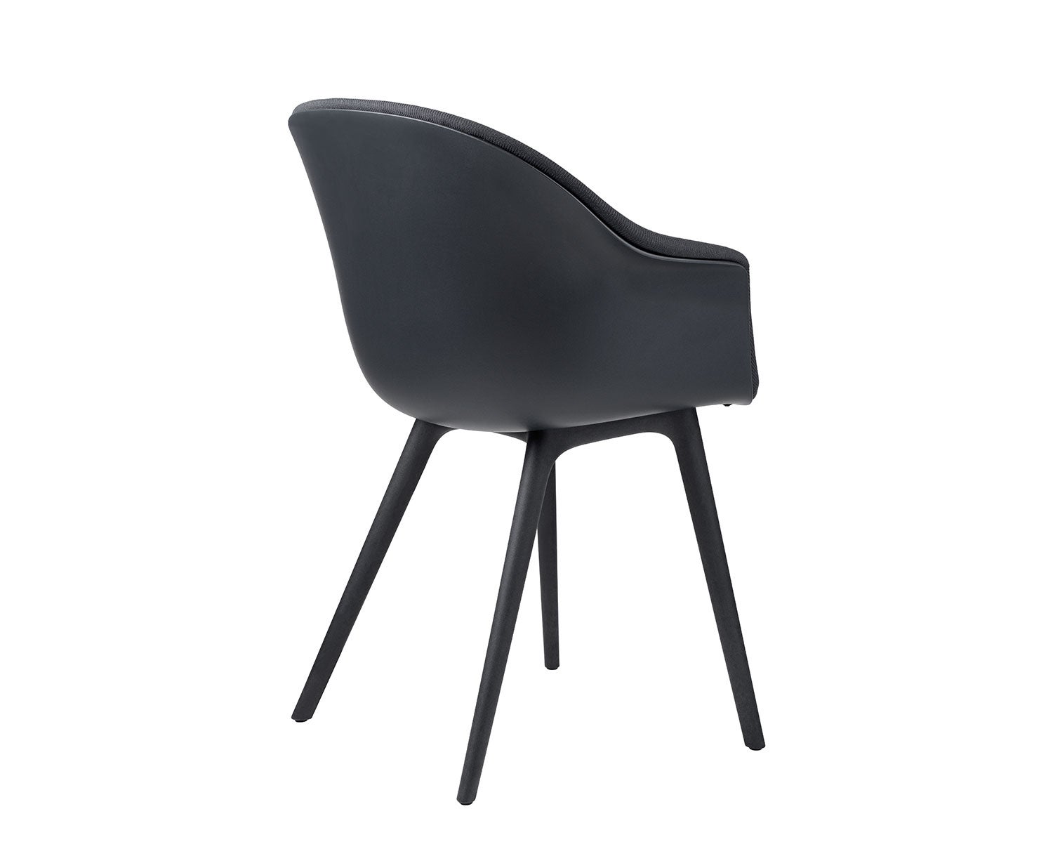 Bat_DiningChair_Plastic_FrontUpholstered_Black_Black_Kvadrat_TwillWeave-190_B3Q