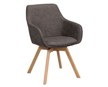 Alison karmstol i mörkgrå microfibertyg, ekben