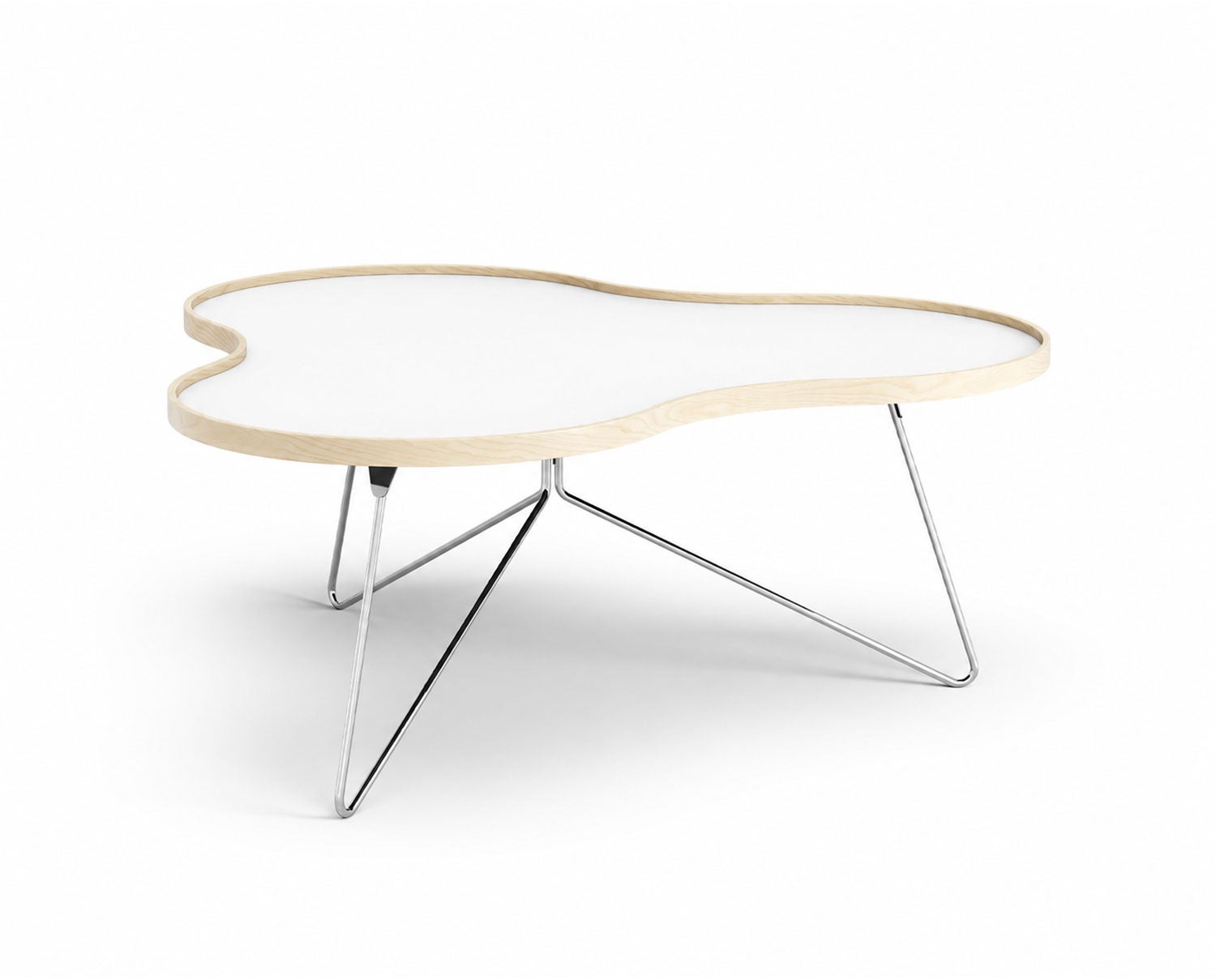 Flower-Table-114x107-White-Laminate-Birch-Chrome-Metal-H45