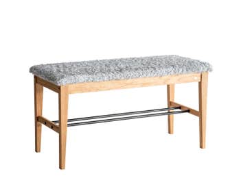 Oscarssons-Mobel-Cora-Bench-Oiled-Oak-Grey-Sheepskinlook