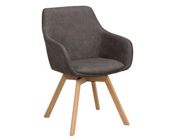 Alison karmstol i mörkgrå microfibertyg, ekben