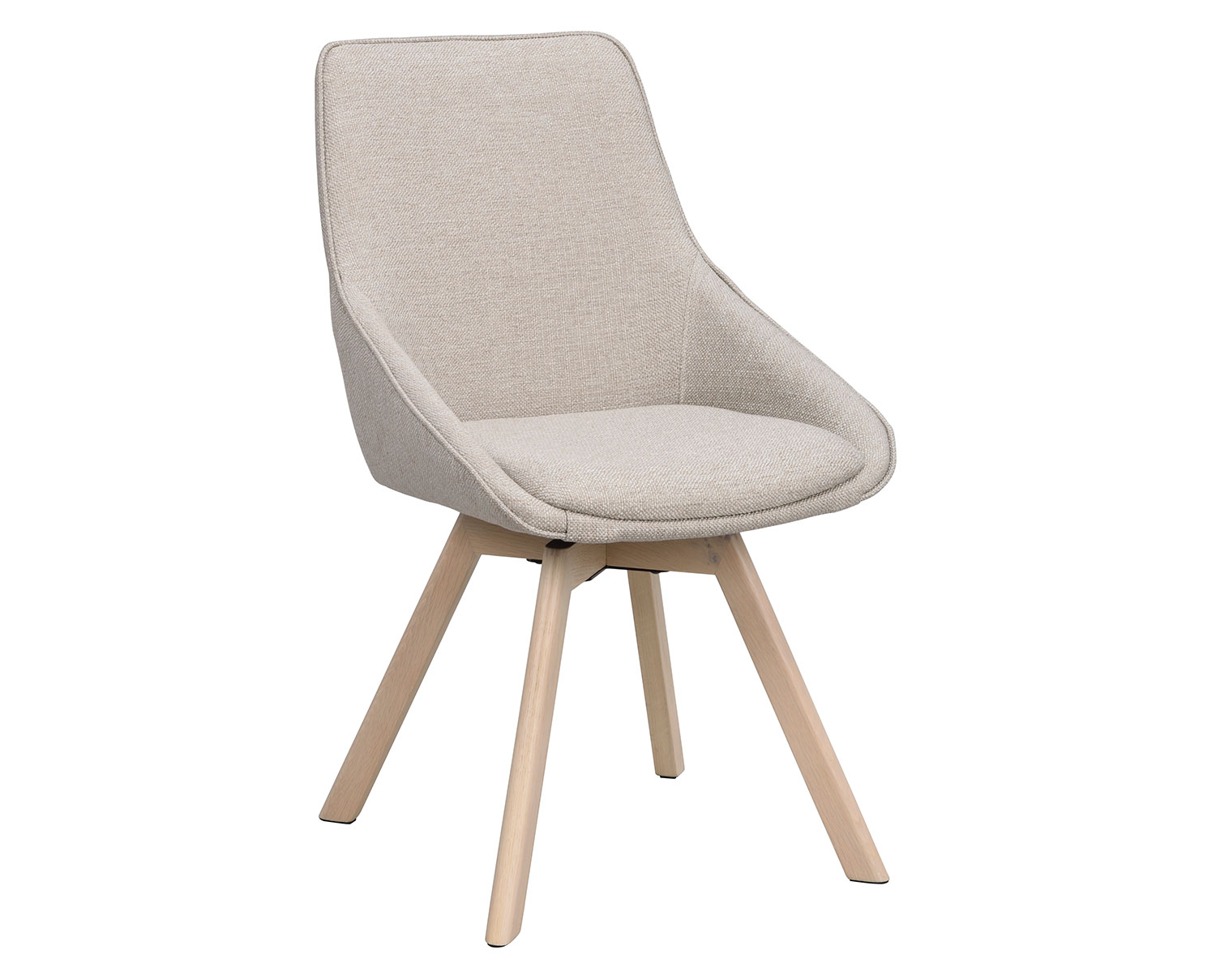 Alison stol i beige tyg, vitpigmenterade ekben