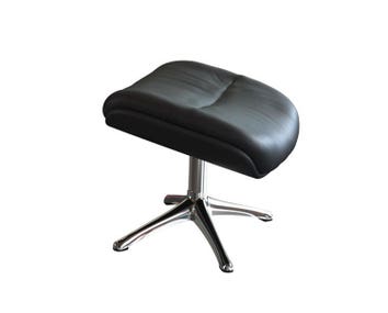 Haze Fotpall i lädret Savoy Platin Black med ben i polerad aluminium