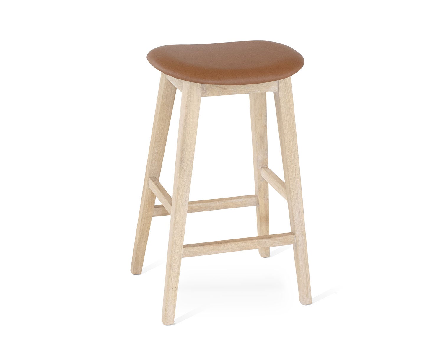 Kyoto Barpall i vitoljad ek med lädersits i Cognac