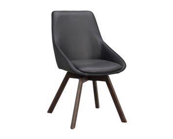 Alison stol i svart läder, bruna ekben