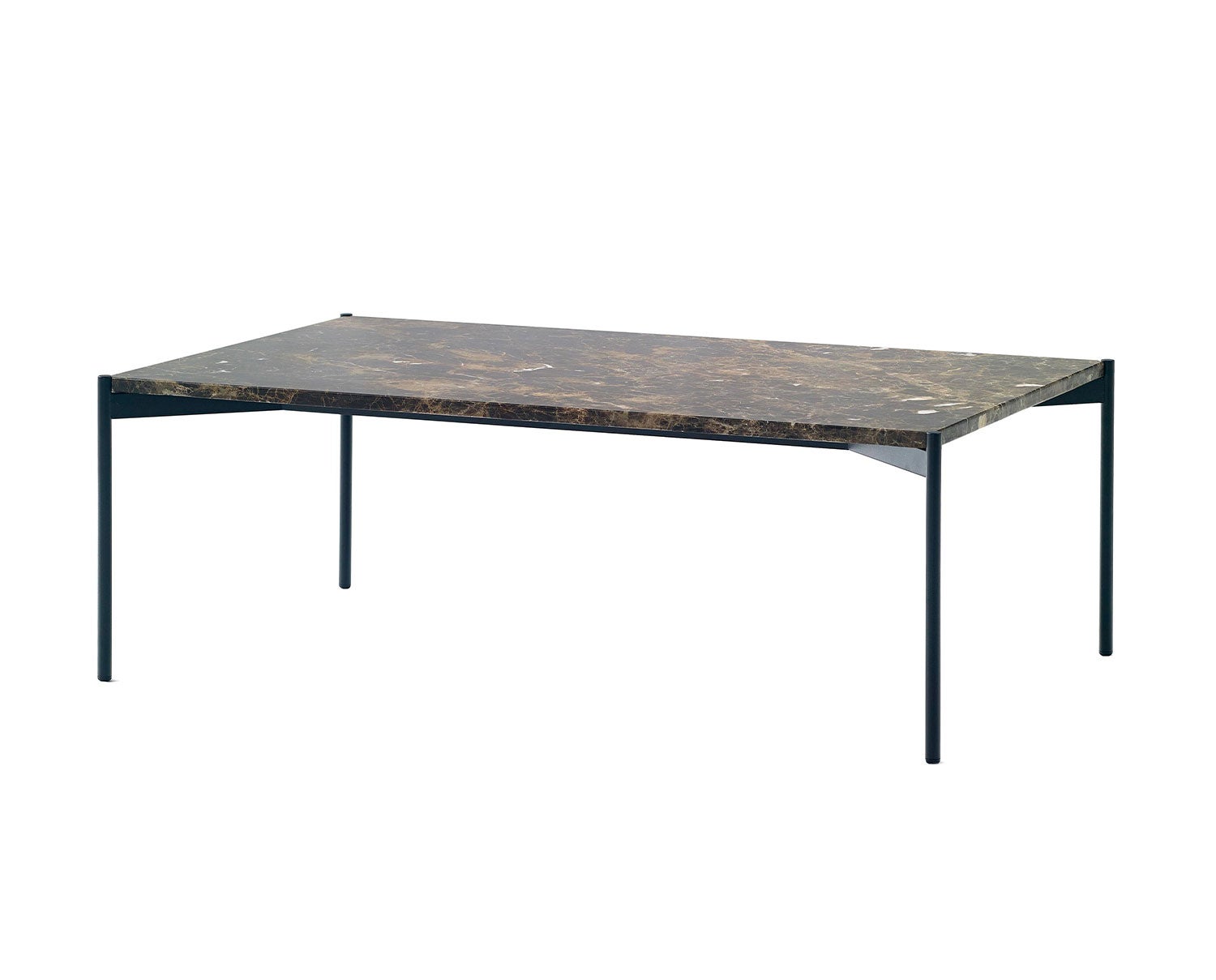 Soffbordet Plateau, med marmorskiva i Emperador Dark. Bilden visar storleken 60x100 centimeter. 