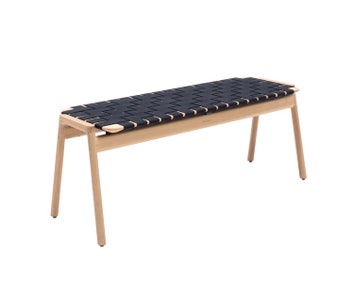 Klupa bänk 120 cm vit hårdvaxoljad ek, svart bomullsband från Gazzda