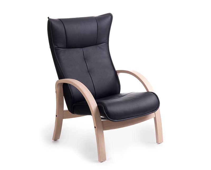 Easy Fåtölj Vitoljad ek Svart läder