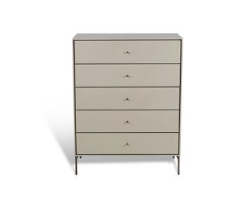 Volt Byrå 5 Lådor | Beigelack och med ben av rostfritt stål