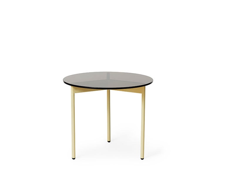 fromabove-sidetable-steel-butteryellow-smokedglass-52cm-warm-nordic