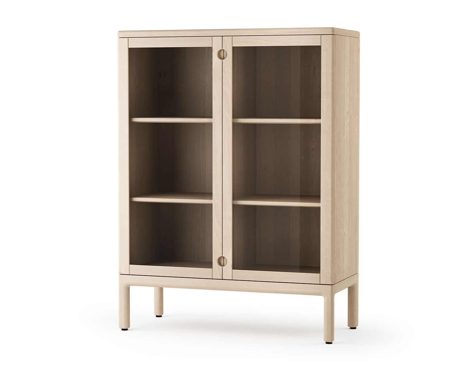 Prio Skåp Hög med glasdörrar i ljus mattlackad björk