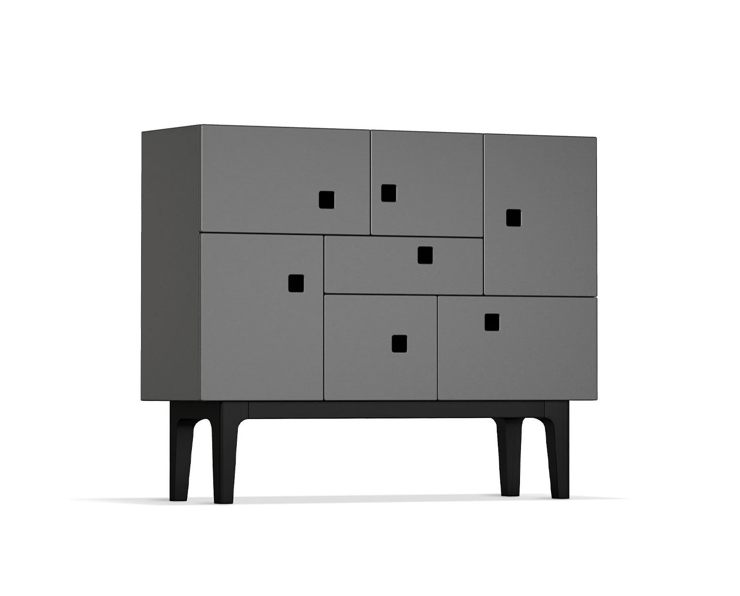 Peep C1 Skåp i färgen Grå med ben i svartlackad ek