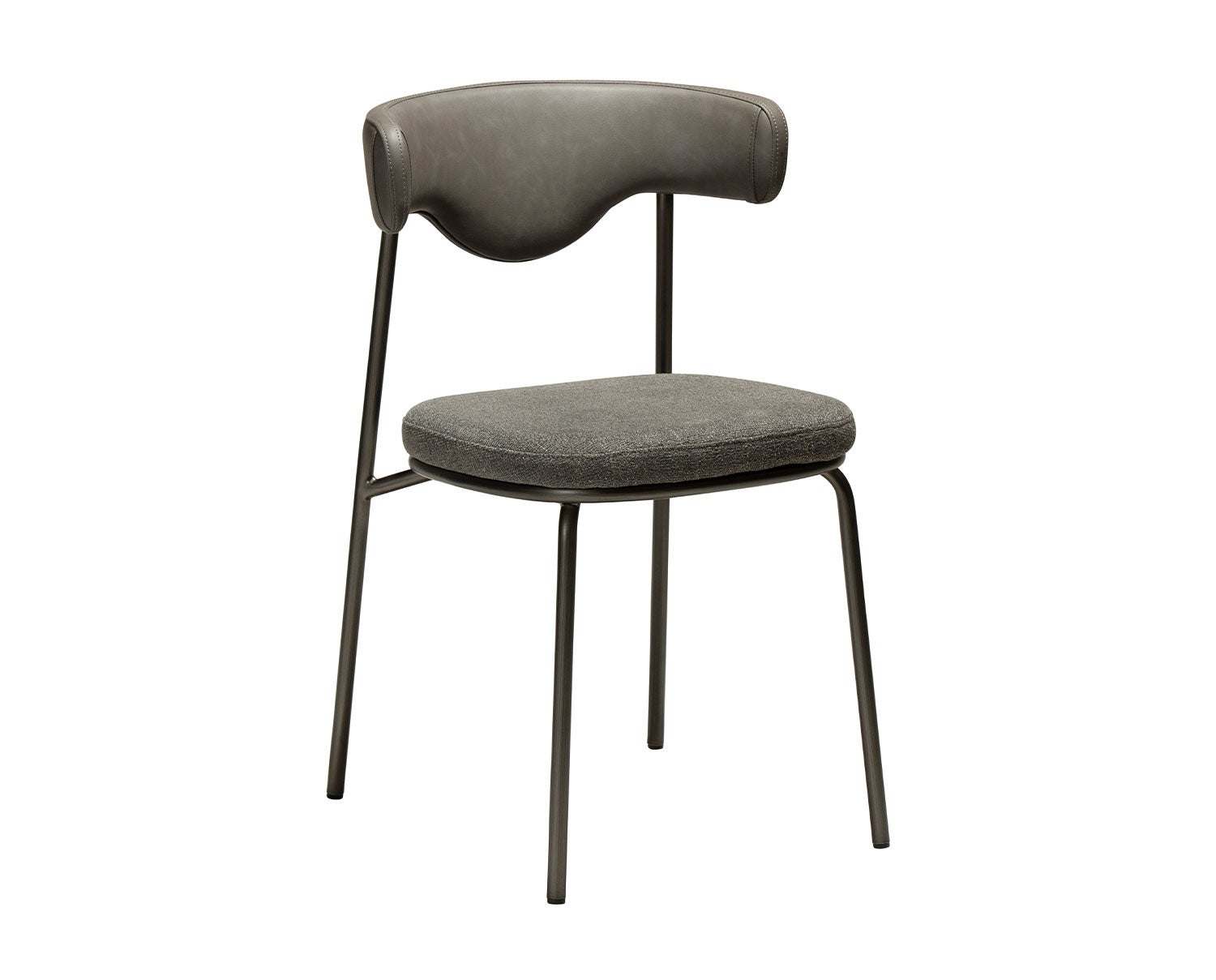 Dan-Form-Lobe-Chair-Slate-Grey-Faux-Leather-Boucle-Antique-Pewter