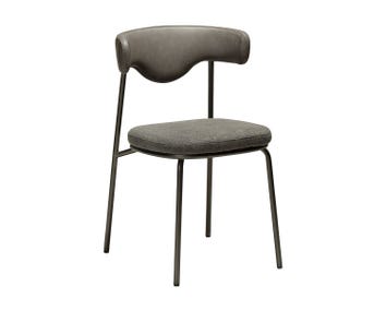 Dan-Form-Lobe-Chair-Slate-Grey-Faux-Leather-Boucle-Antique-Pewter
