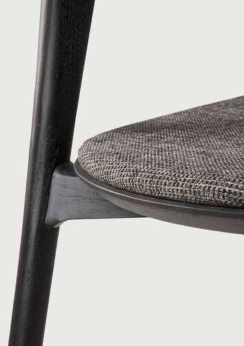 Bok Stol Svartlackad Ek Tyg Grå