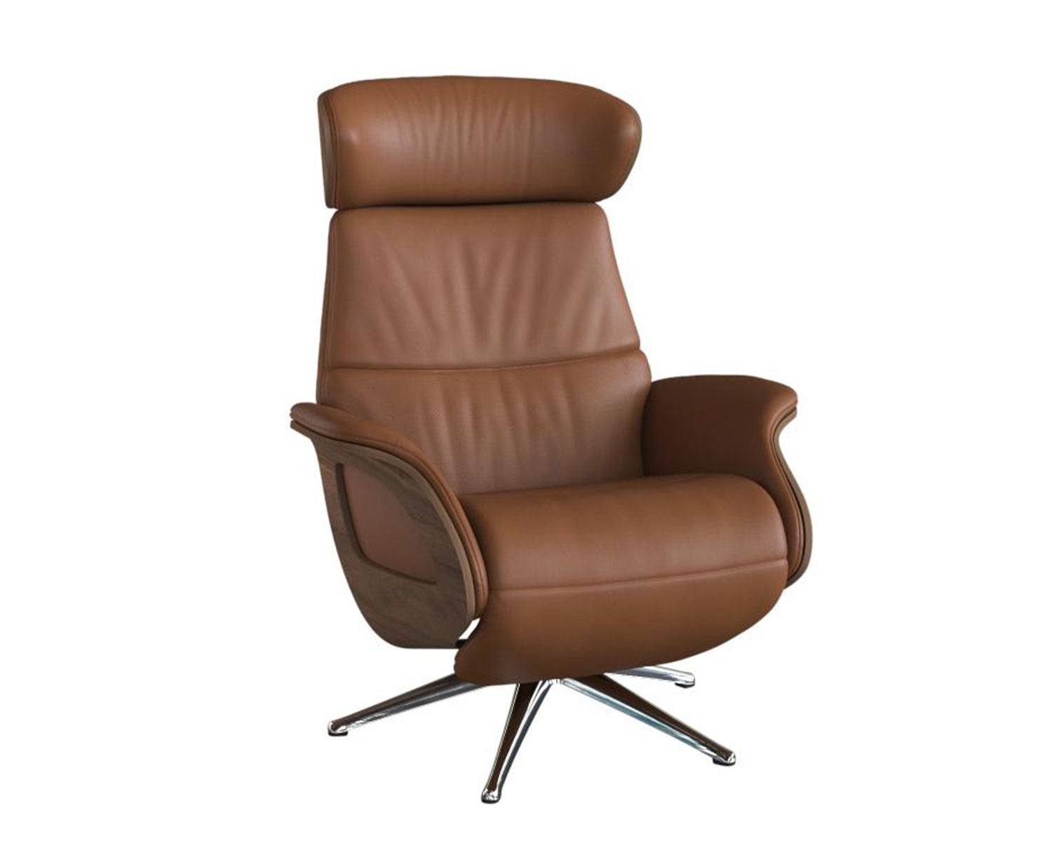 Clement Reclinerlænestol med batteri i läder och fanérsidor