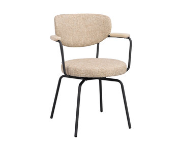 Merrick Karmstol i mörkbeige tyg med svarta metallben