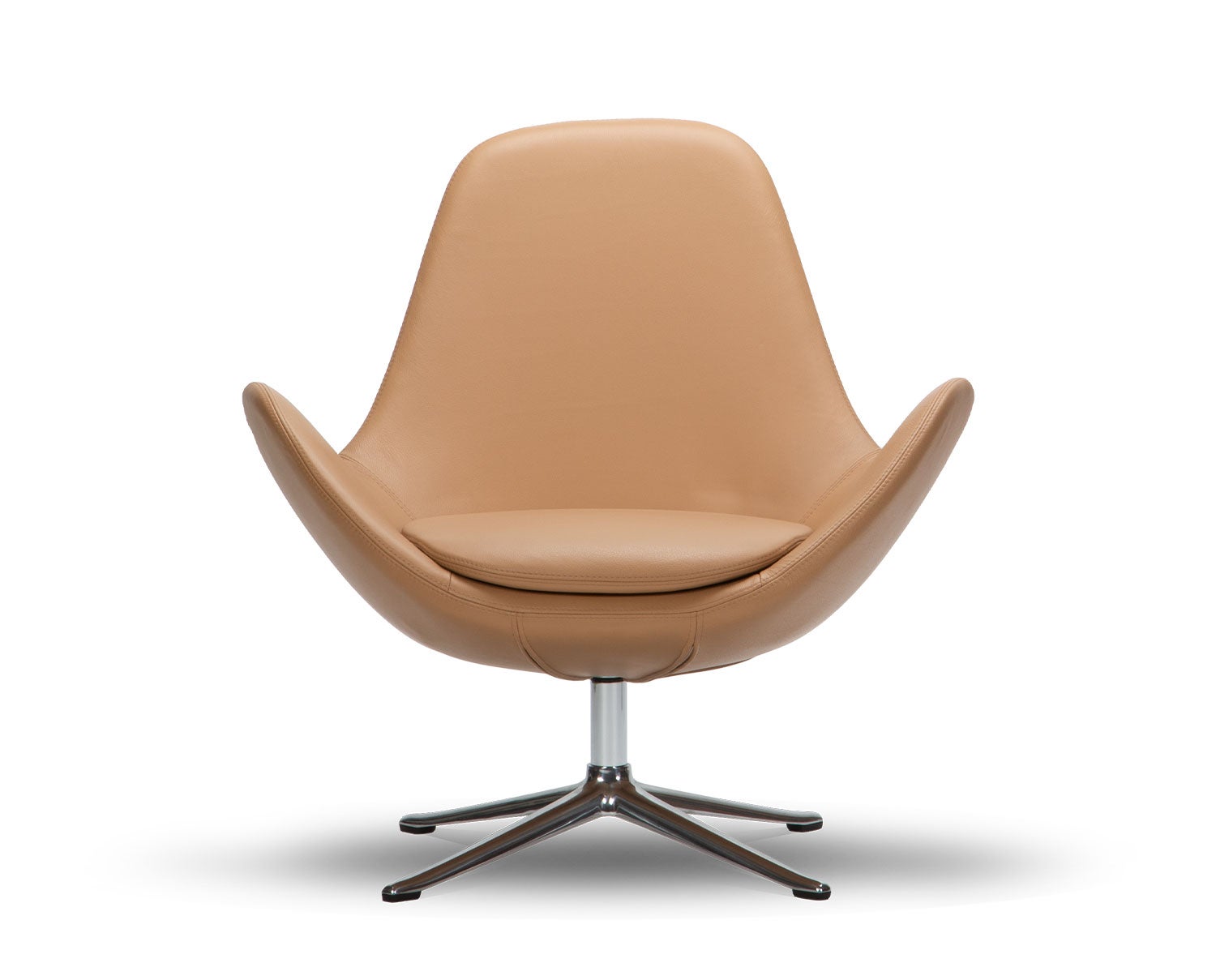 Ghost Low Fåtölj i läder med ben i polerad aluminium