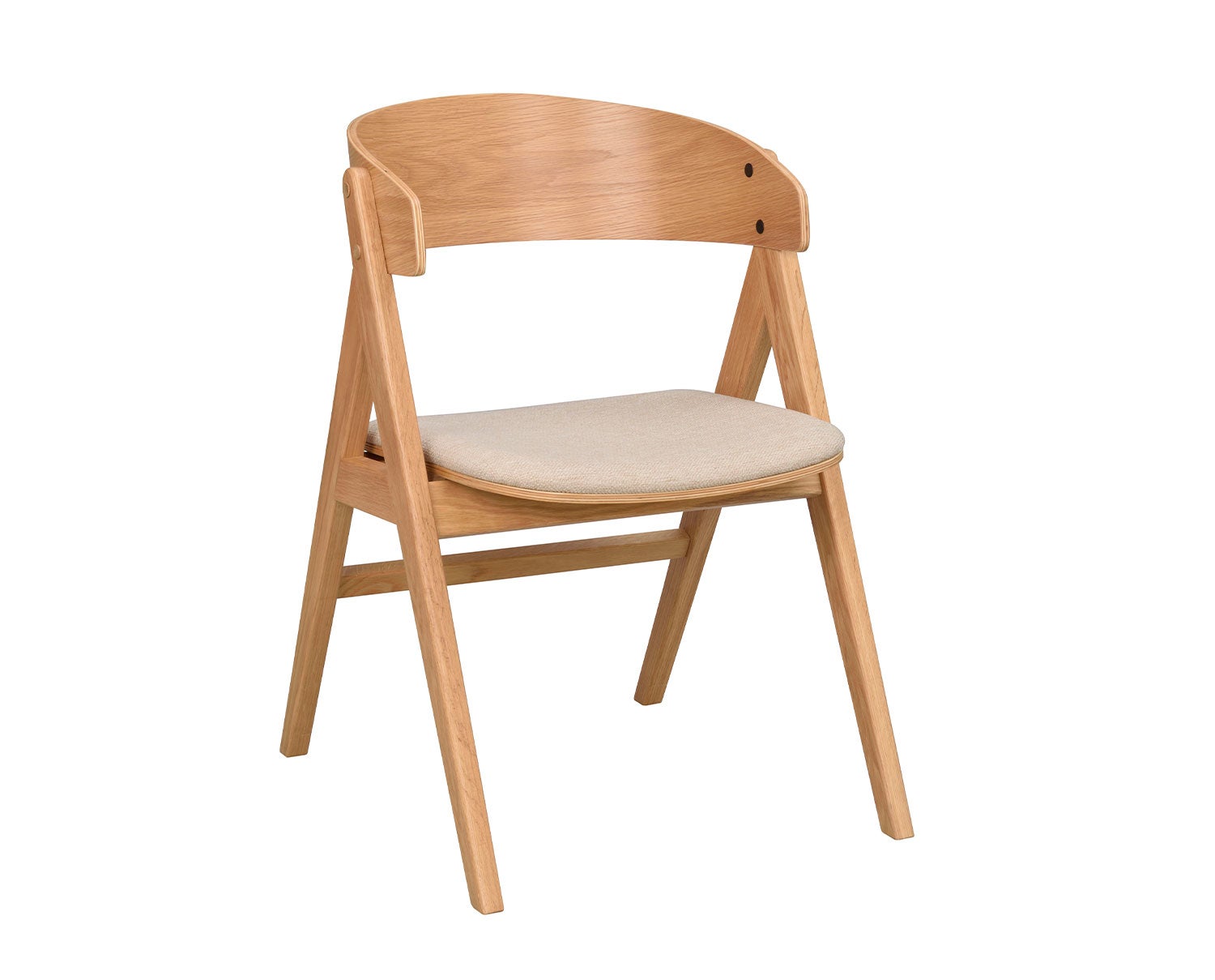 Waterton Karmstol | Lackad Ek / Beige Tyg