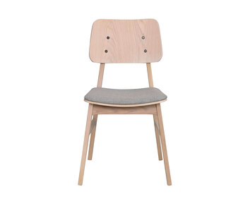 Nagano Stol i vitpigmenterad ek med ljusgrått tyg