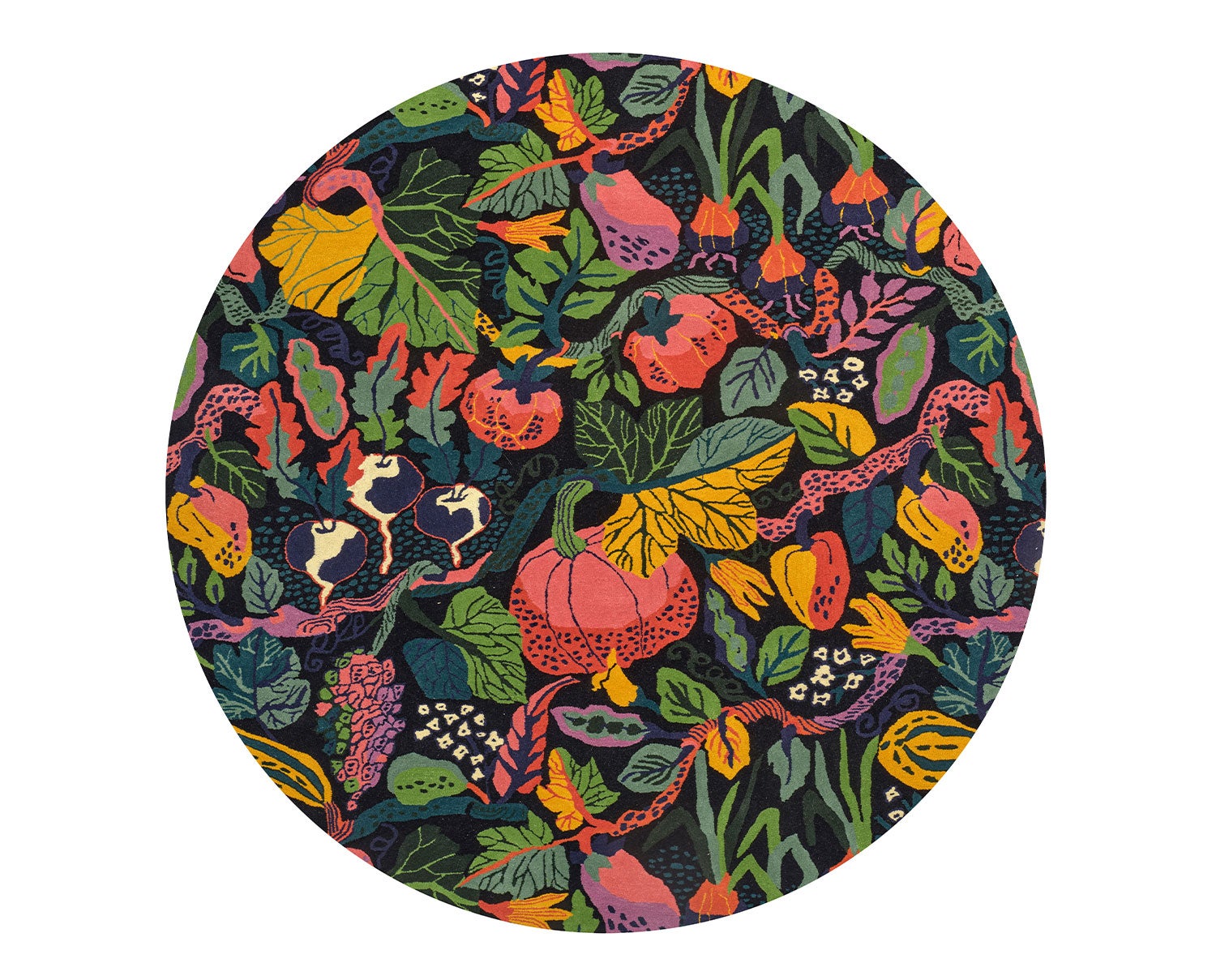 Classic-Collection-Heritage-Garden-Rug-Round-Charcoal-Multi