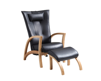 Focus Läderfåtölj med fotpall till kampanjpris