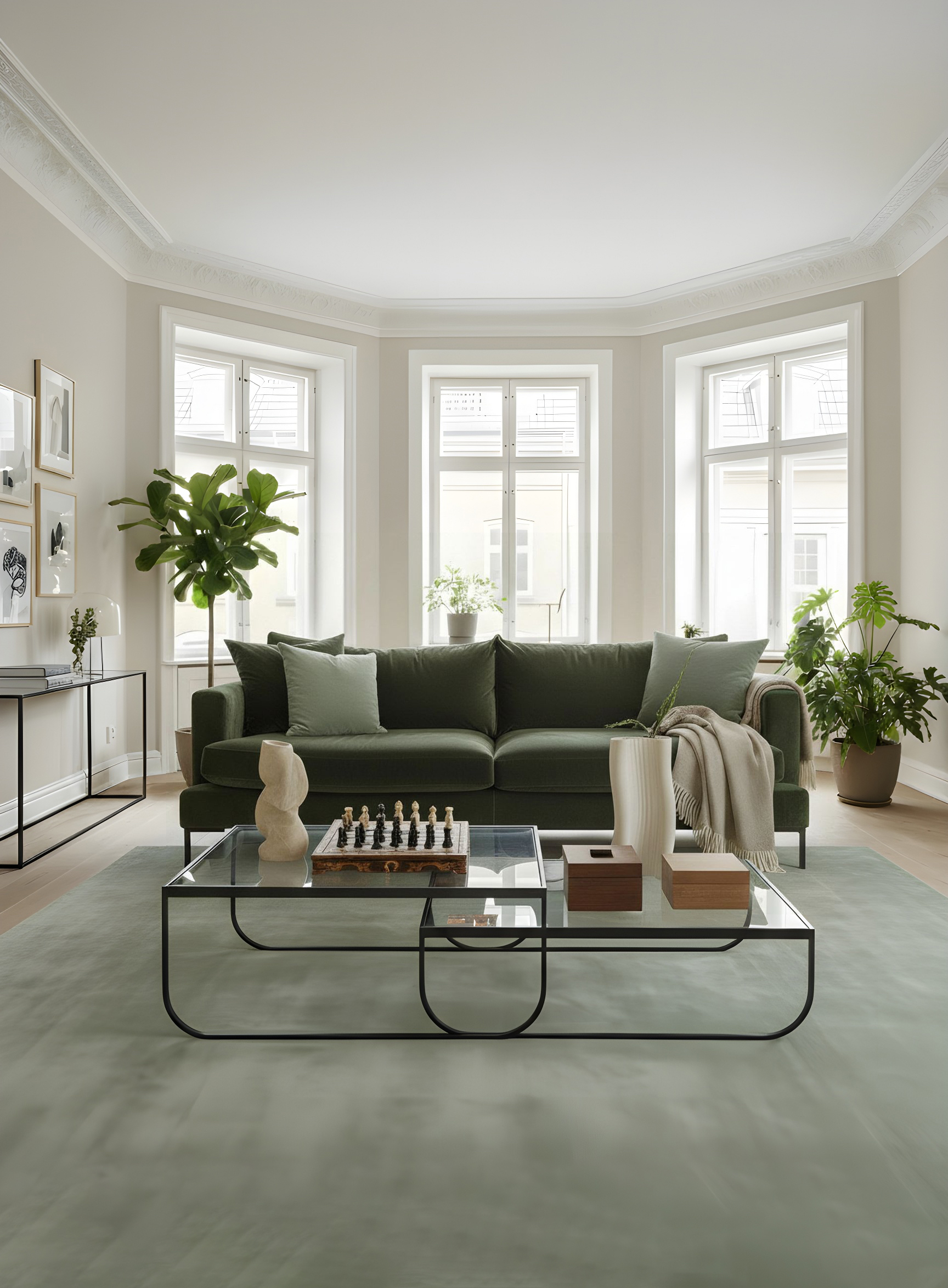 Wind-sofa-green-room-3.jpg NINETEEN23 Wind soffa i grönt tyg i vardagsrum