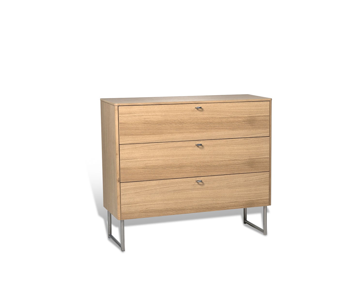 Deus Byrå med tre lådor i vitpigmenterad ek