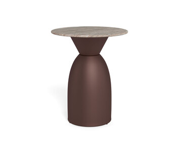 Ferrol soffbord i grå marmor med bronsfärgad stålfot.