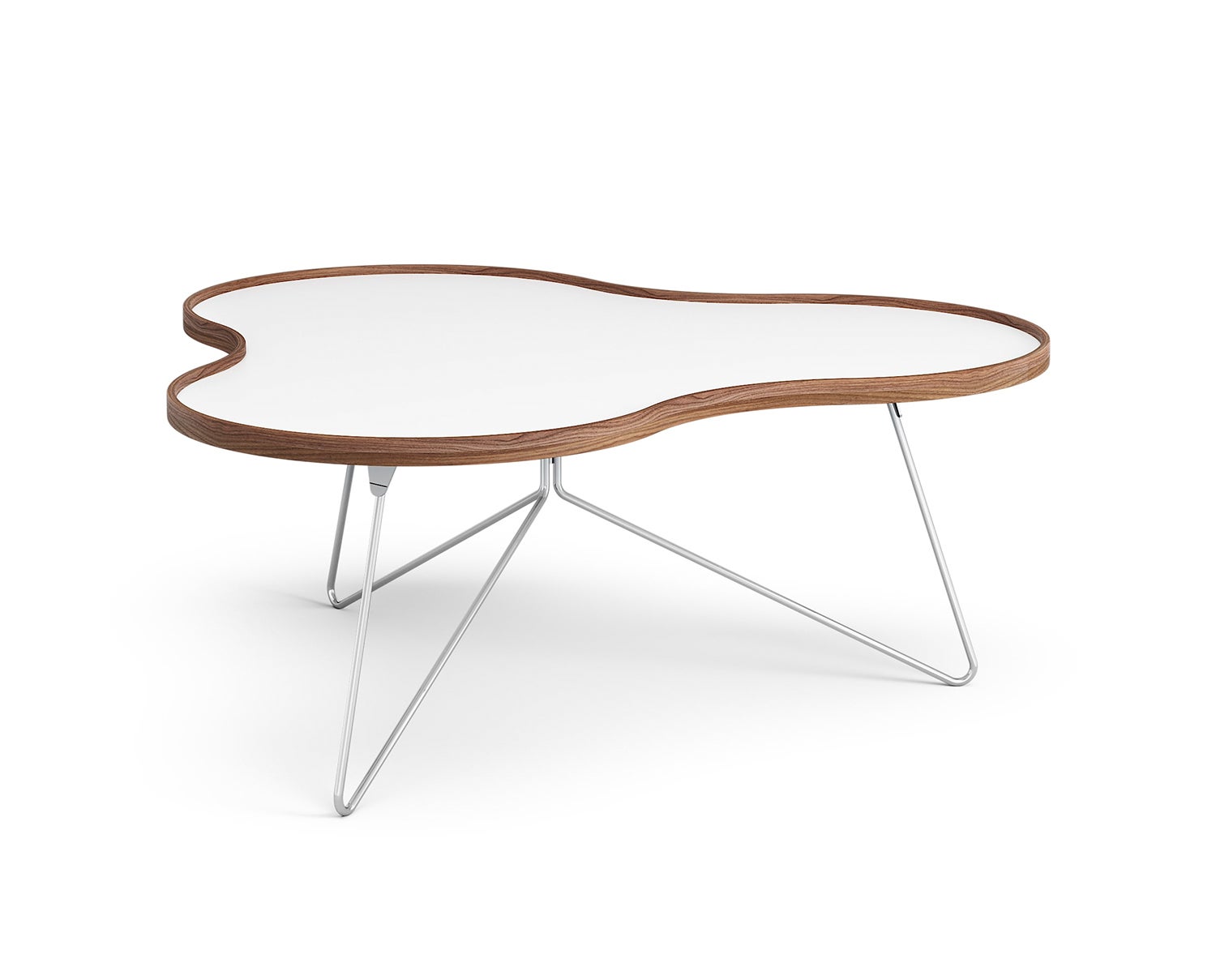 Flower-Table-114x107-White-Laminate-Walnut-Chrome-Metal-H45