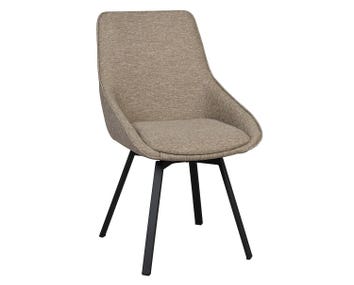 Alison stol i mörkbeige tyg, svart metallben