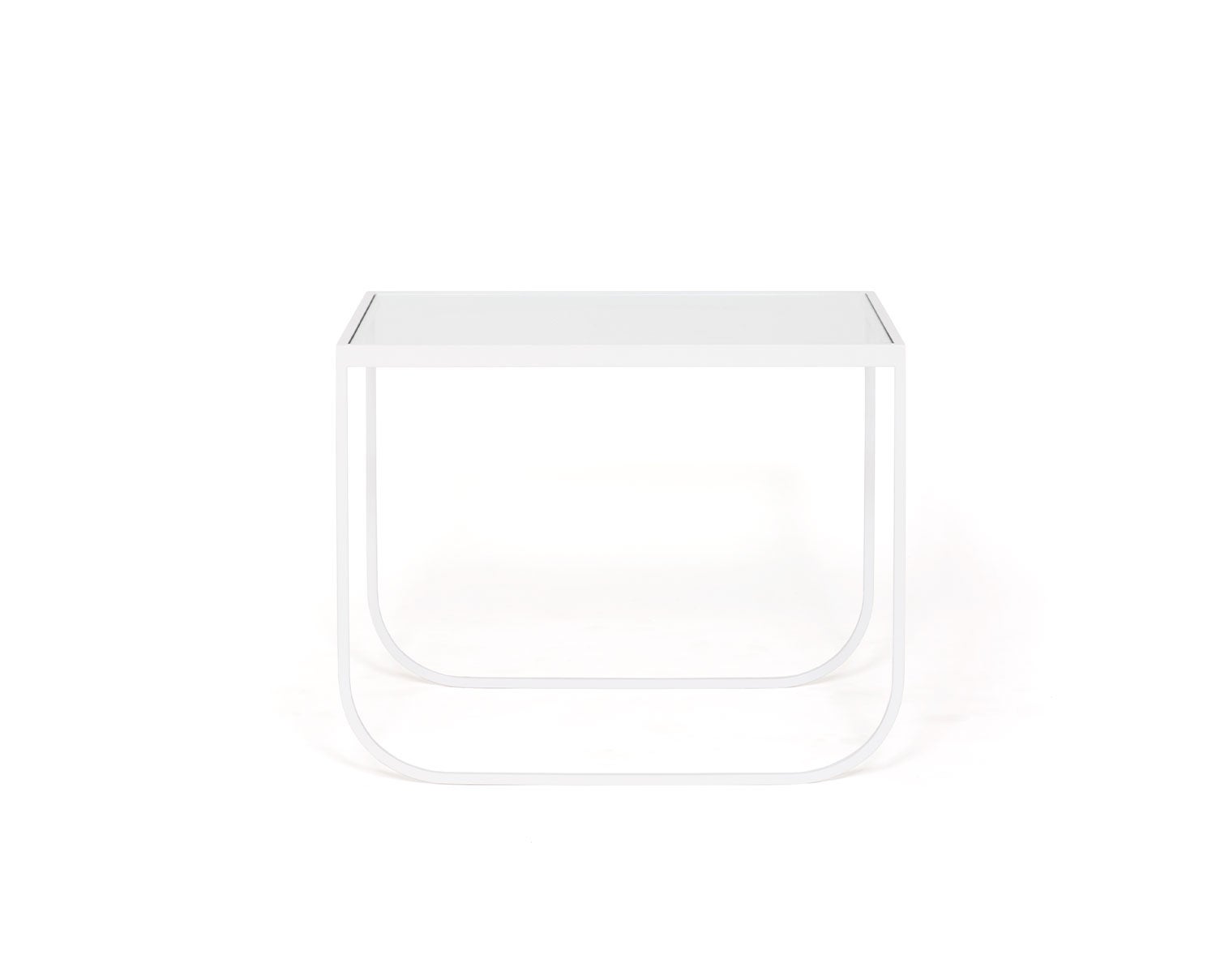 Tati Loungebord i bredd 65 i färgen Vit med skiva i lackat glas