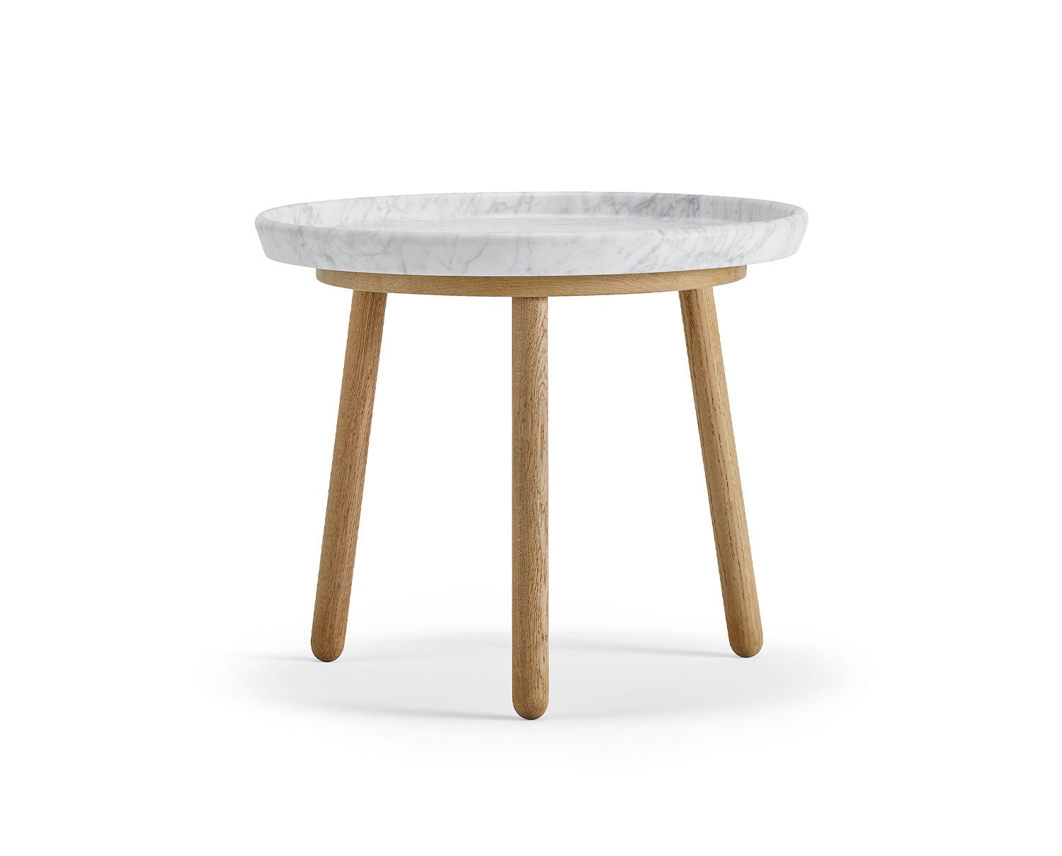 Soffbordet Tureen. Diameter 52 centimeter, höjd 43 centimeter. Skiva i Carrara. 