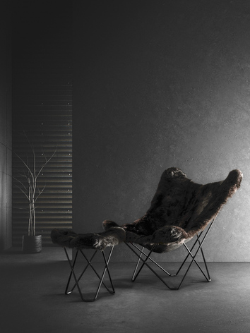 Iceland Mariposa Fårskinnsfåtölj Shorn Svart med Svartaben