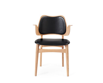 Gesture stol Vitoljad ek, rygg och sits i svart läder